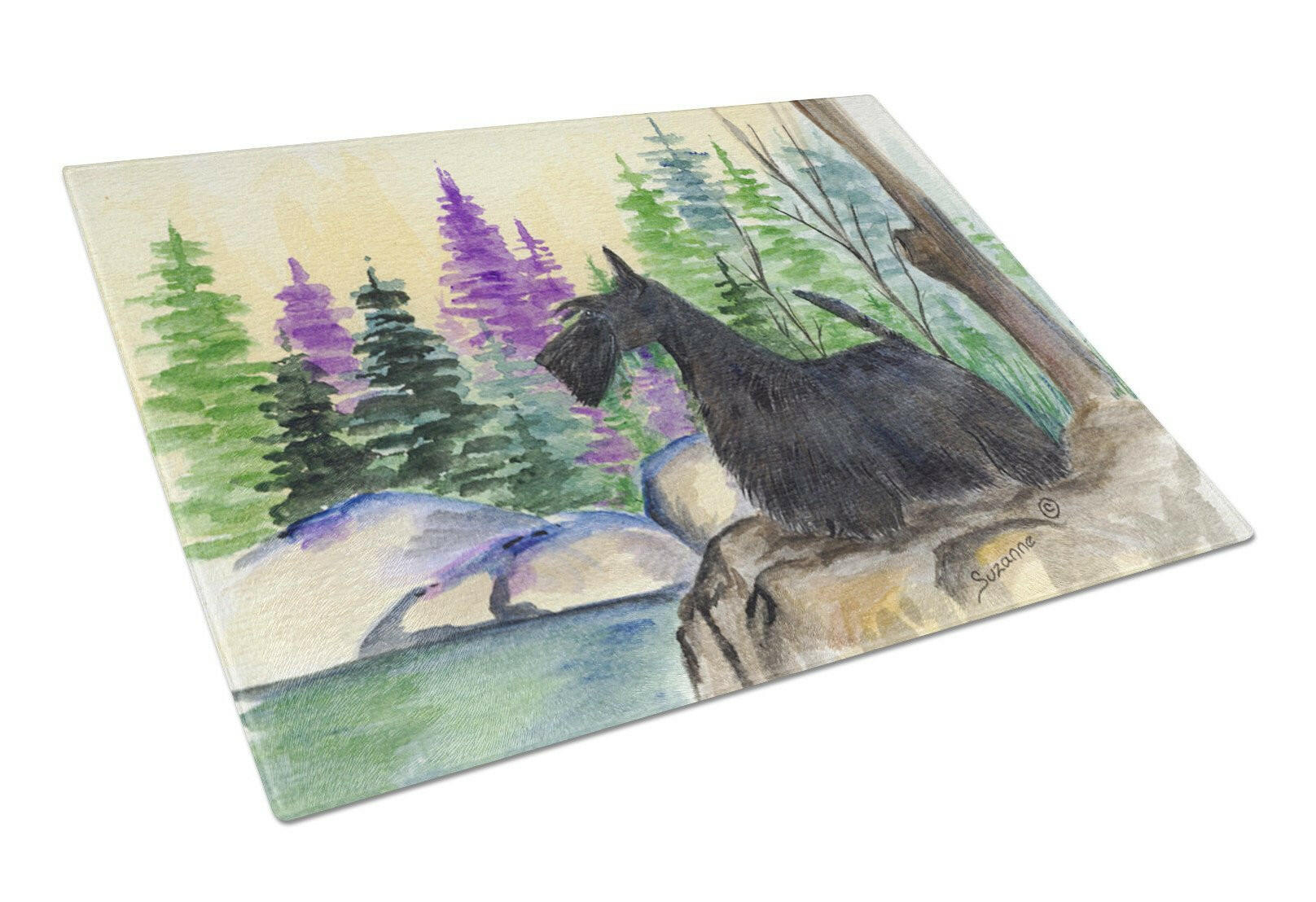 Scottish Terrier Cutting Board Tempered Glass Kitchen Cutting Surface, Heat Resistant Chopping, Non-Slip Feet, Food Prep & Serving