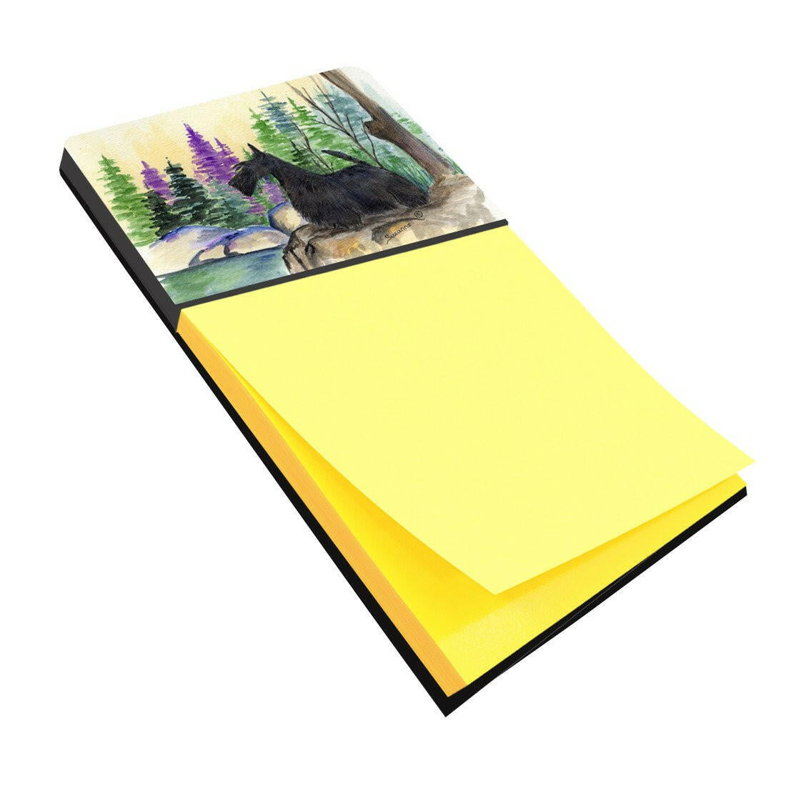 Scottish Terrier Watercolor Sticky Note Holder Refillable Dispenser Desk Accessory 3x3 Pad Gift