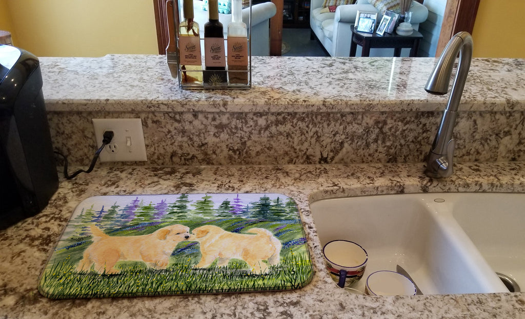 Golden Retriever Dish Drying Mat Absorbent Dish Drying Mat Pad for Kitchen Counter Dish Drainer Mat for Countertop, 14 x 21", Multicolor