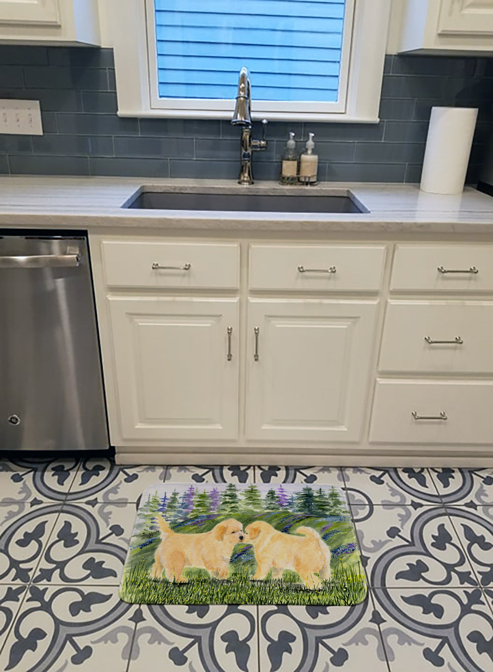 Golden Retriever Memory Foam Kitchen Mat Machine Washable Anti-Fatigue Cushion Comfort Bath or Kitchen Rug