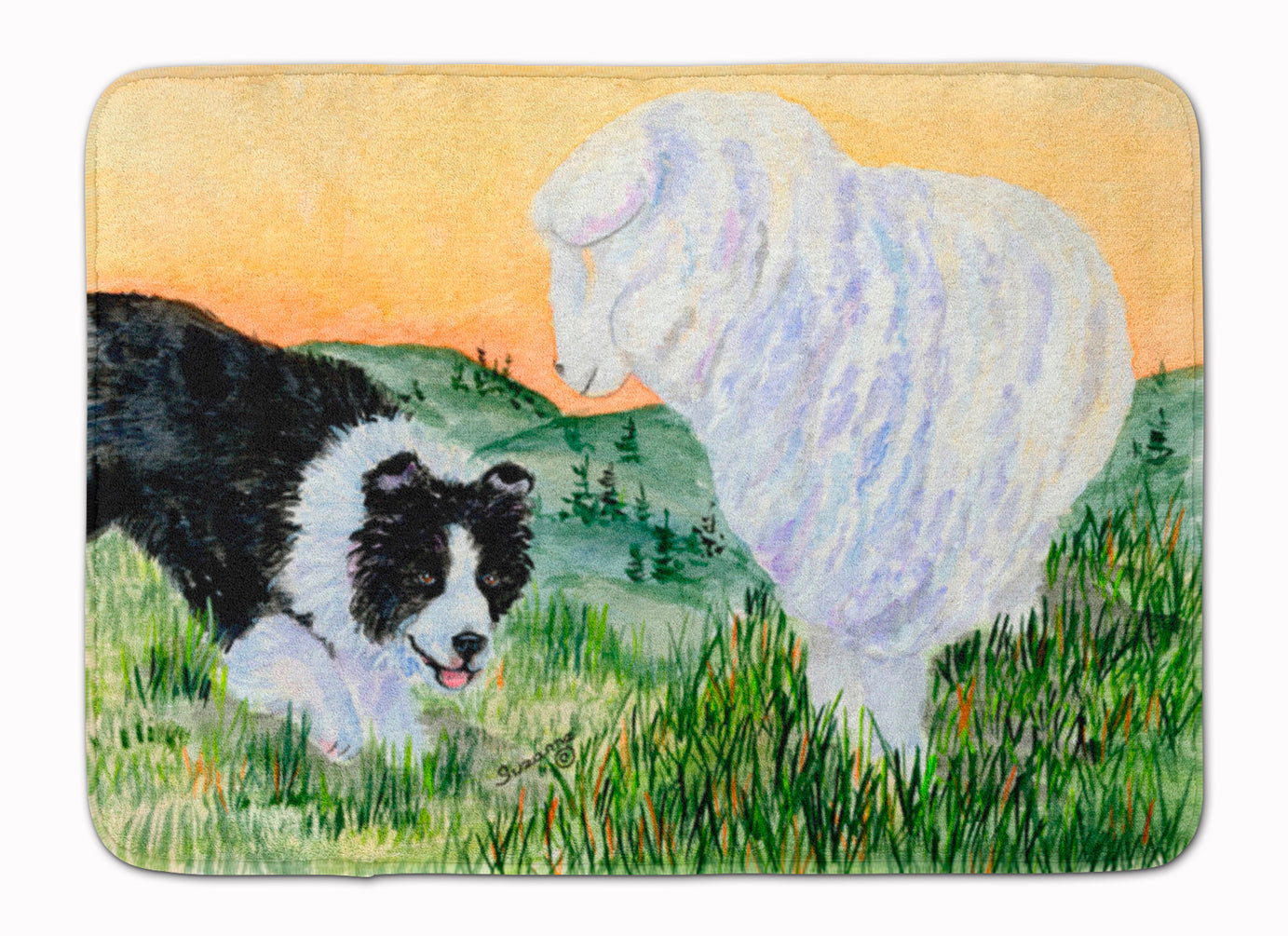 Border Collie Memory Foam Kitchen Mat Machine Washable Anti-Fatigue Cushion Comfort Bath or Kitchen Rug