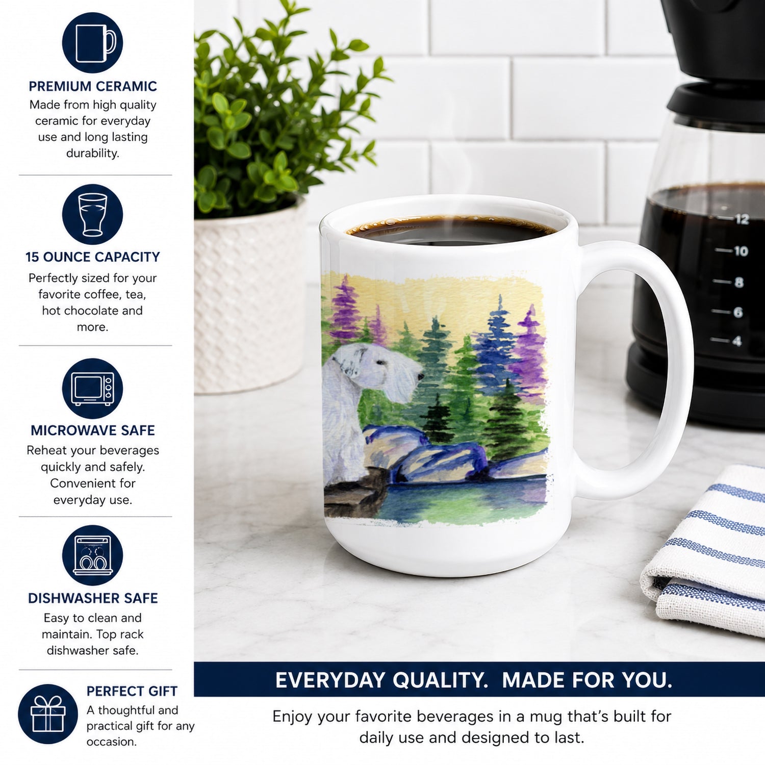 Sealyham Terrier Ceramic Coffee Mug 15 oz Decorative Large C Handle Mug Cup for Tea, Cocoa Hot Chocolate