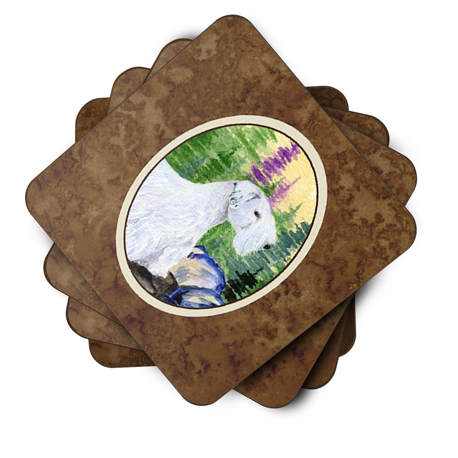Sealyham Terrier Foam Coasters Set of 4 Cup Coasters for Indoor Outdoor, Tabletop Protection, Anti Slip, Mouse pad Material