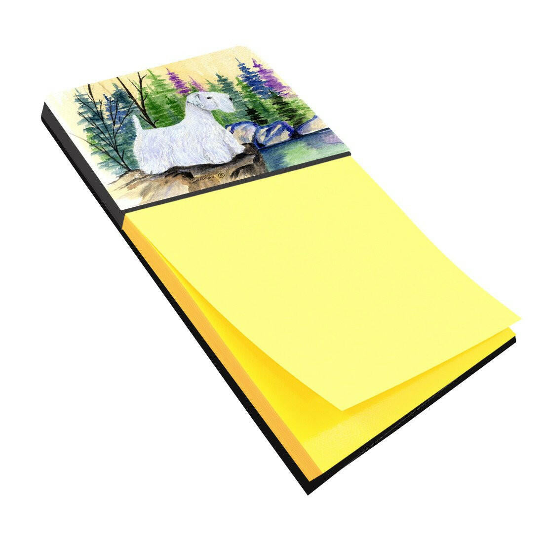 Sealyham Terrier Watercolor Sticky Note Holder Refillable Dispenser Desk Accessory 3x3 Pad Gift