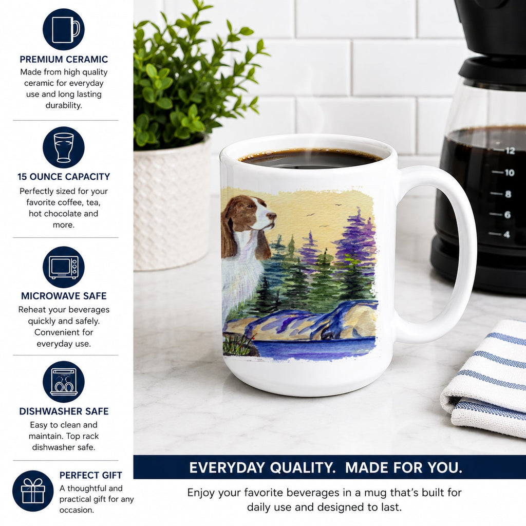 Springer Spaniel Ceramic Coffee Mug 15 oz Decorative Large C Handle Mug Cup for Tea, Cocoa Hot Chocolate