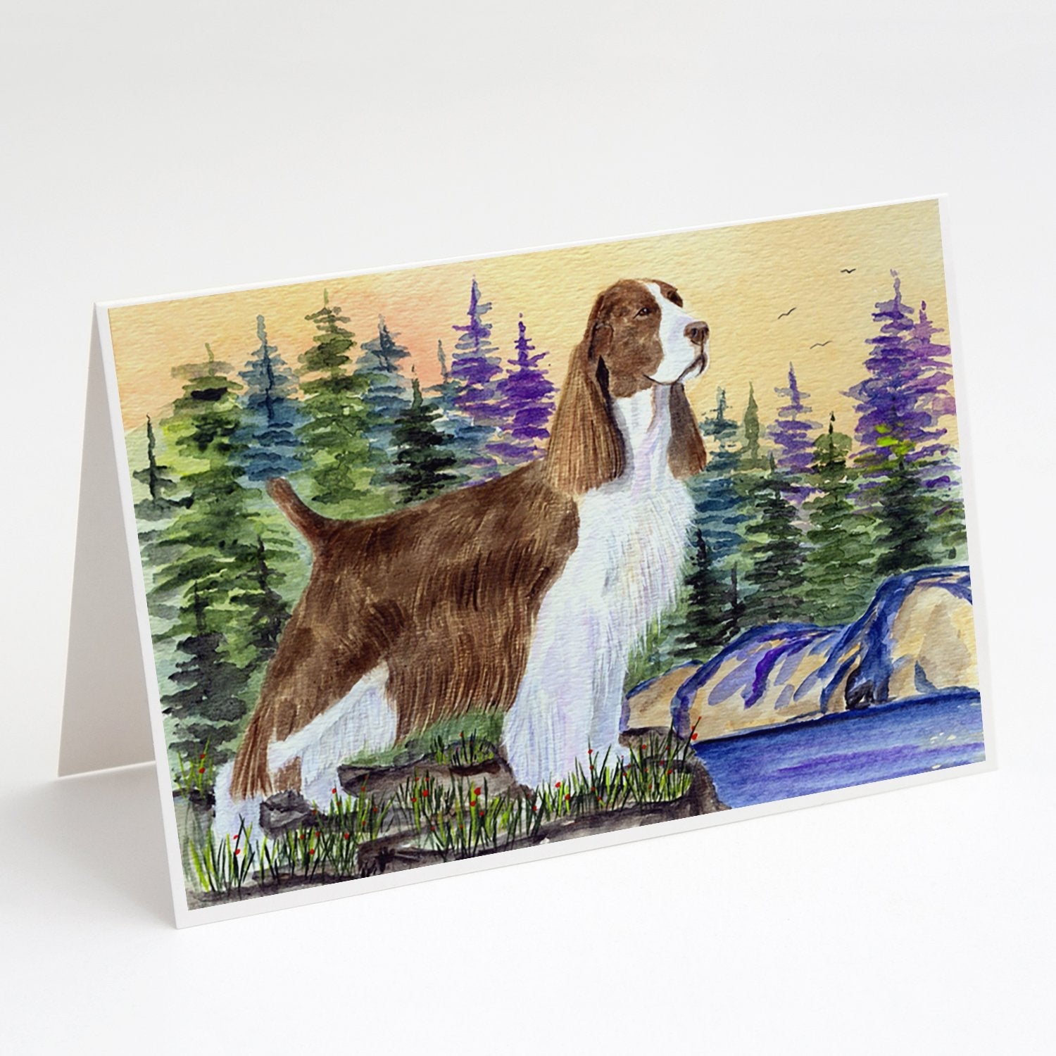 Springer Spaniel Greeting Cards Pack of 8 Blank Cards with Envelopes Whimsical A7 Size 5x7