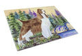 Springer Spaniel Cutting Board Tempered Glass Kitchen Cutting Surface, Heat Resistant Chopping, Non-Slip Feet, Food Prep & Serving