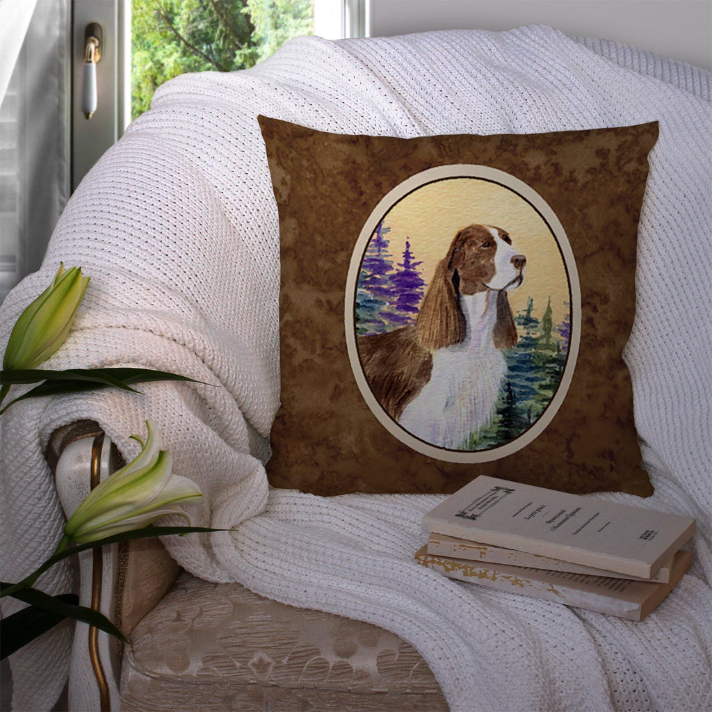 Springer Spaniel Decorative Throw Pillow 14x14 Indoor Outdoor Accent Cushion, Fabric Cover with Insert for Sofa, Bed, Porch & Living Room