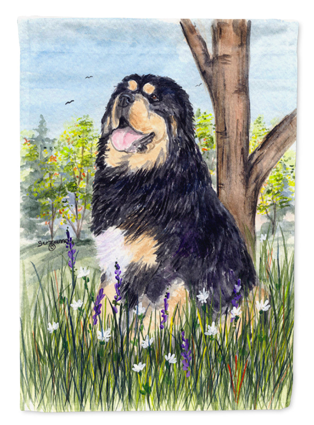 Tibetan Mastiff House Flag 28x40 Porch Sleeve Pole Decorative Outside Yard Banner Artwork Wall Hanging, Polyester