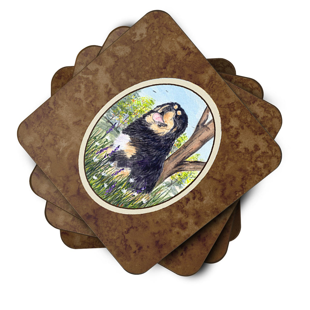 Tibetan Mastiff Foam Coasters Set of 4 Cup Coasters for Indoor Outdoor, Tabletop Protection, Anti Slip, Mouse pad Material
