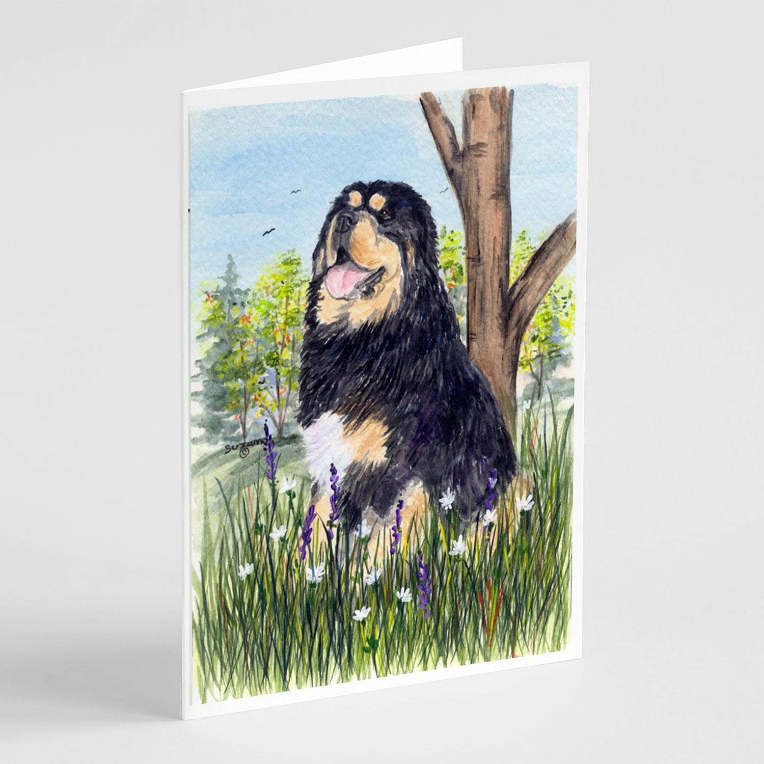 Tibetan Mastiff Greeting Cards Pack of 8 Blank Cards with Envelopes Whimsical A7 Size 5x7