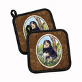 Tibetan Mastiff Pot Holder Set of 2 Heat Resistant Quilted Hot Pads 7.5 x 7.5 Inch, Insulated Kitchen Trivets for Cooking & Baking