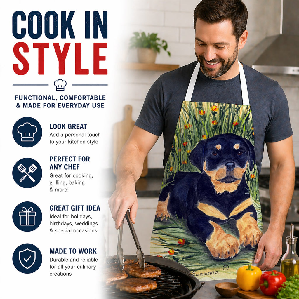 Rottweiler Apron Cooking Kitchen Server Baking Crafts Gardening for Adult Women Men, Unisex, Large, Multicolor