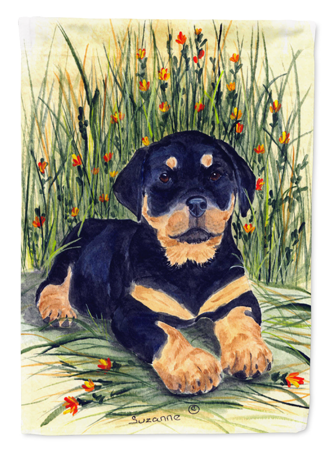 Rottweiler House Flag 28x40 Porch Sleeve Pole Decorative Outside Yard Banner Artwork Wall Hanging, Polyester
