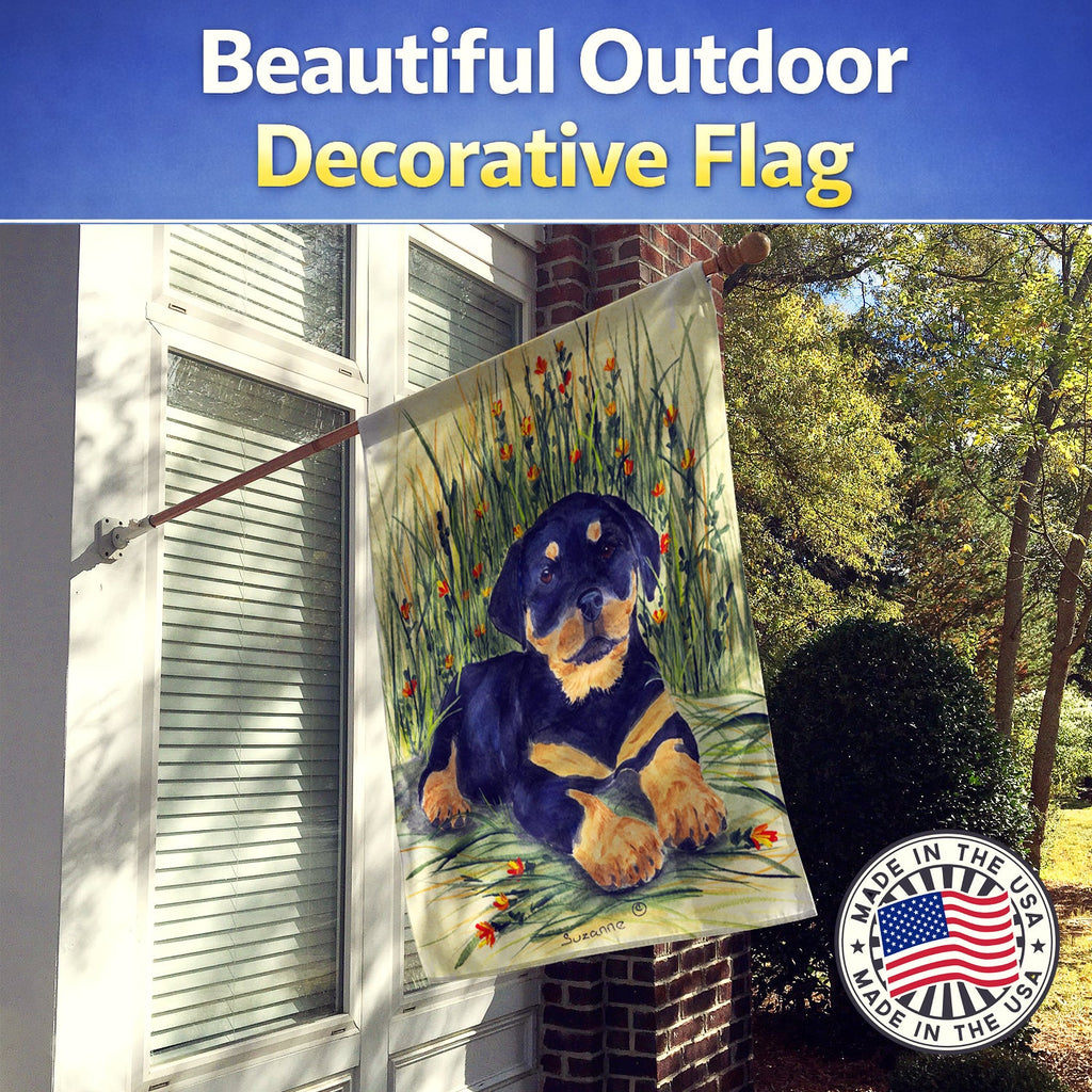 Rottweiler House Flag 28x40 Porch Sleeve Pole Decorative Outside Yard Banner Artwork Wall Hanging, Polyester