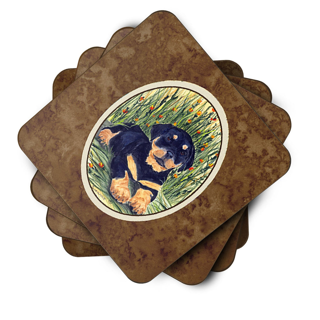 Rottweiler Foam Coasters Set of 4 Cup Coasters for Indoor Outdoor, Tabletop Protection, Anti Slip, Mouse pad Material