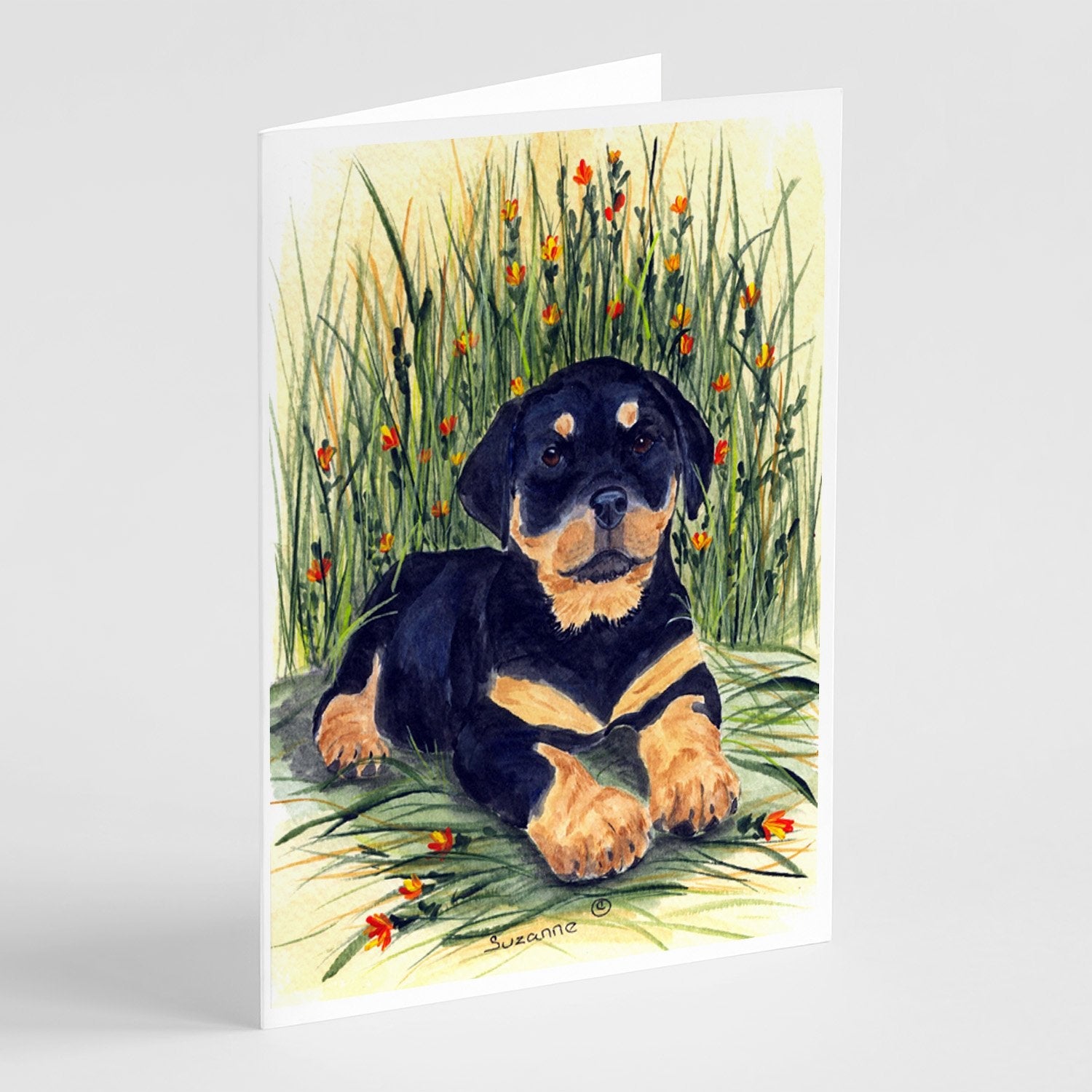 Rottweiler Greeting Cards Pack of 8 Blank Cards with Envelopes Whimsical A7 Size 5x7