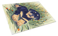 Rottweiler Cutting Board Tempered Glass Kitchen Cutting Surface, Heat Resistant Chopping, Non-Slip Feet, Food Prep & Serving