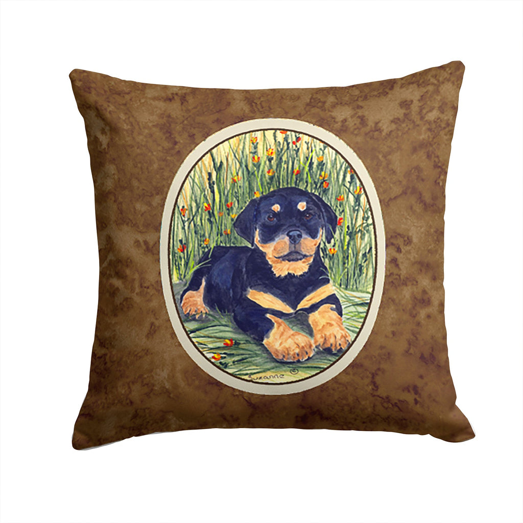 Rottweiler Decorative Throw Pillow 14x14 Indoor Outdoor Accent Cushion, Fabric Cover with Insert for Sofa, Bed, Porch & Living Room
