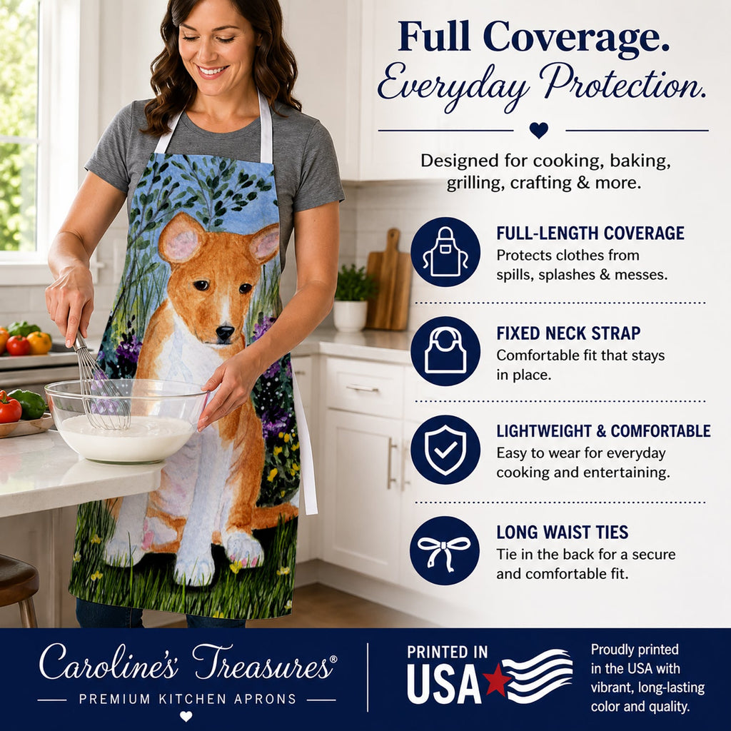 Basenji Apron Cooking Kitchen Server Baking Crafts Gardening for Adult Women Men, Unisex, Large, Multicolor