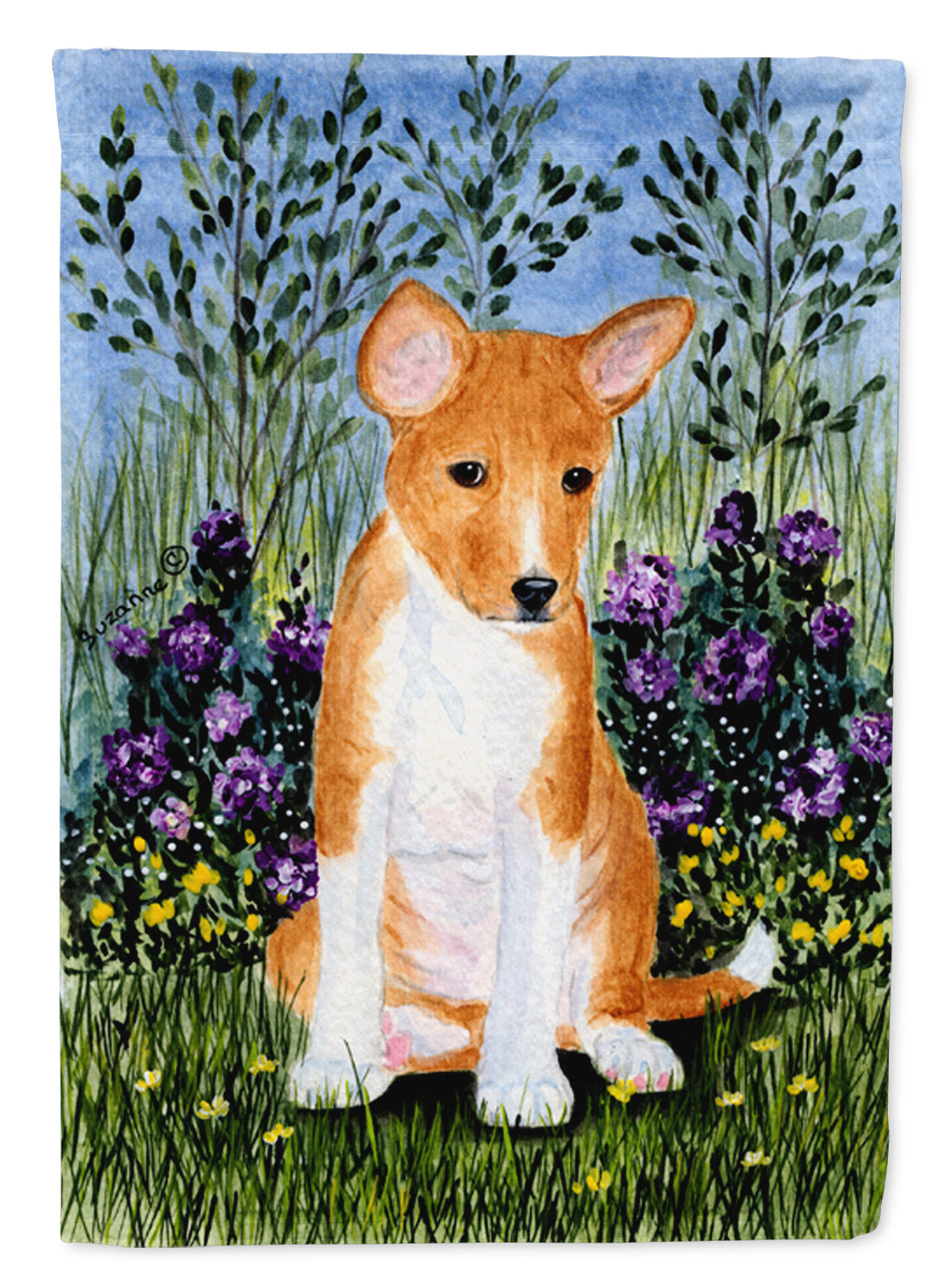 Basenji House Flag 28x40 Porch Sleeve Pole Decorative Outside Yard Banner Artwork Wall Hanging, Polyester