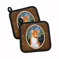 Basenji Pot Holder Set of 2 Heat Resistant Quilted Hot Pads 7.5 x 7.5 Inch, Insulated Kitchen Trivets for Cooking & Baking