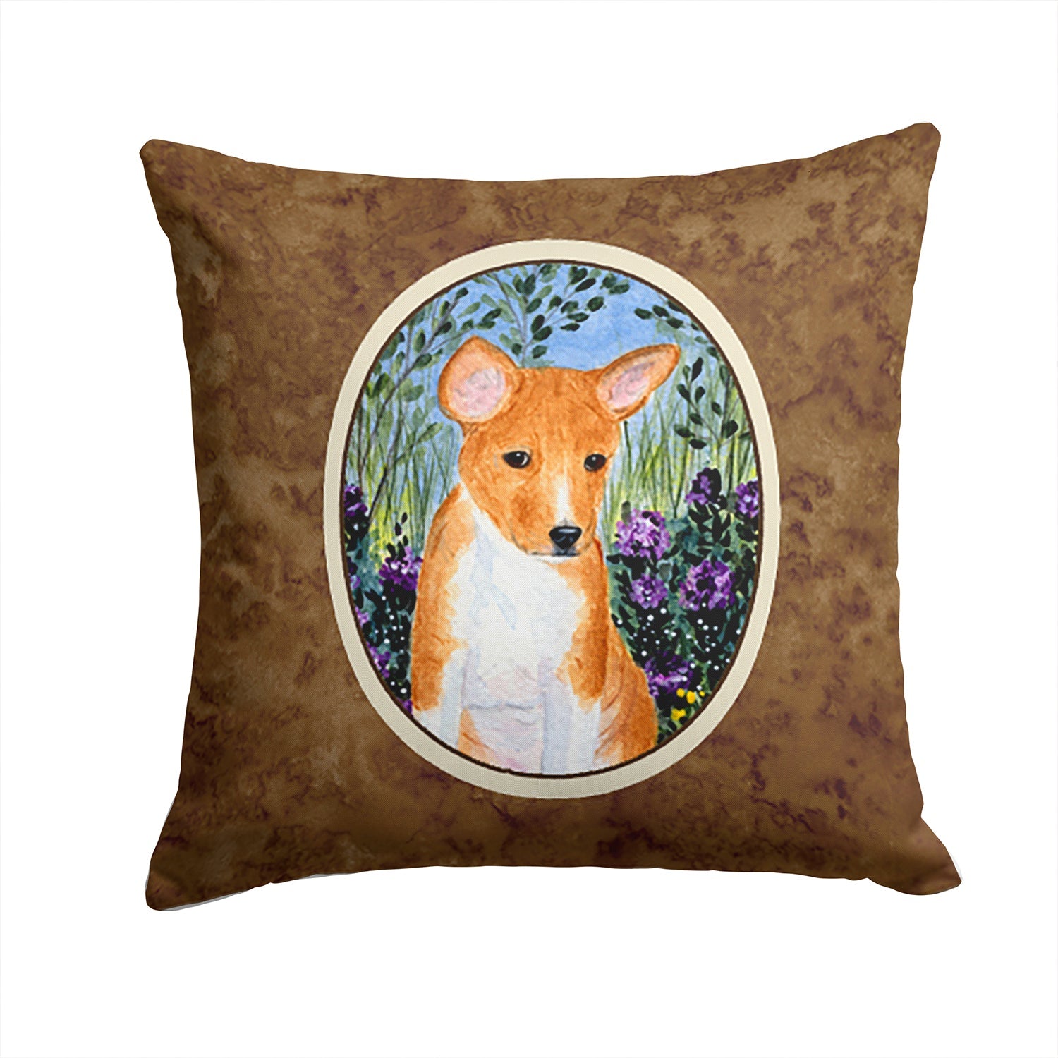 Basenji Decorative Throw Pillow 14x14 Indoor Outdoor Accent Cushion, Fabric Cover with Insert for Sofa, Bed, Porch & Living Room