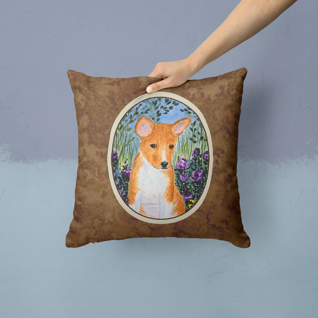 Basenji Decorative Throw Pillow 14x14 Indoor Outdoor Accent Cushion, Fabric Cover with Insert for Sofa, Bed, Porch & Living Room