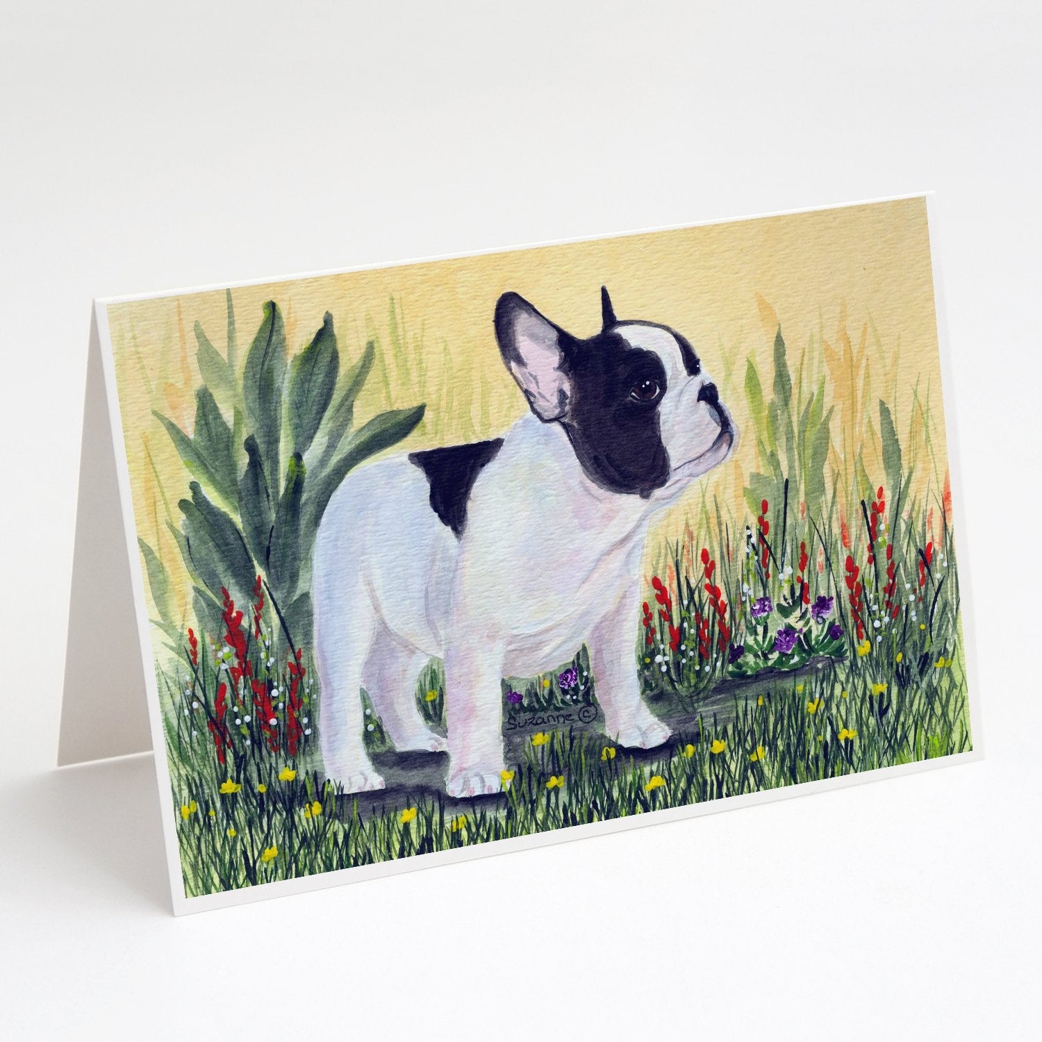 French Bulldog Greeting Cards Pack of 8 Blank Cards with Envelopes Whimsical A7 Size 5x7