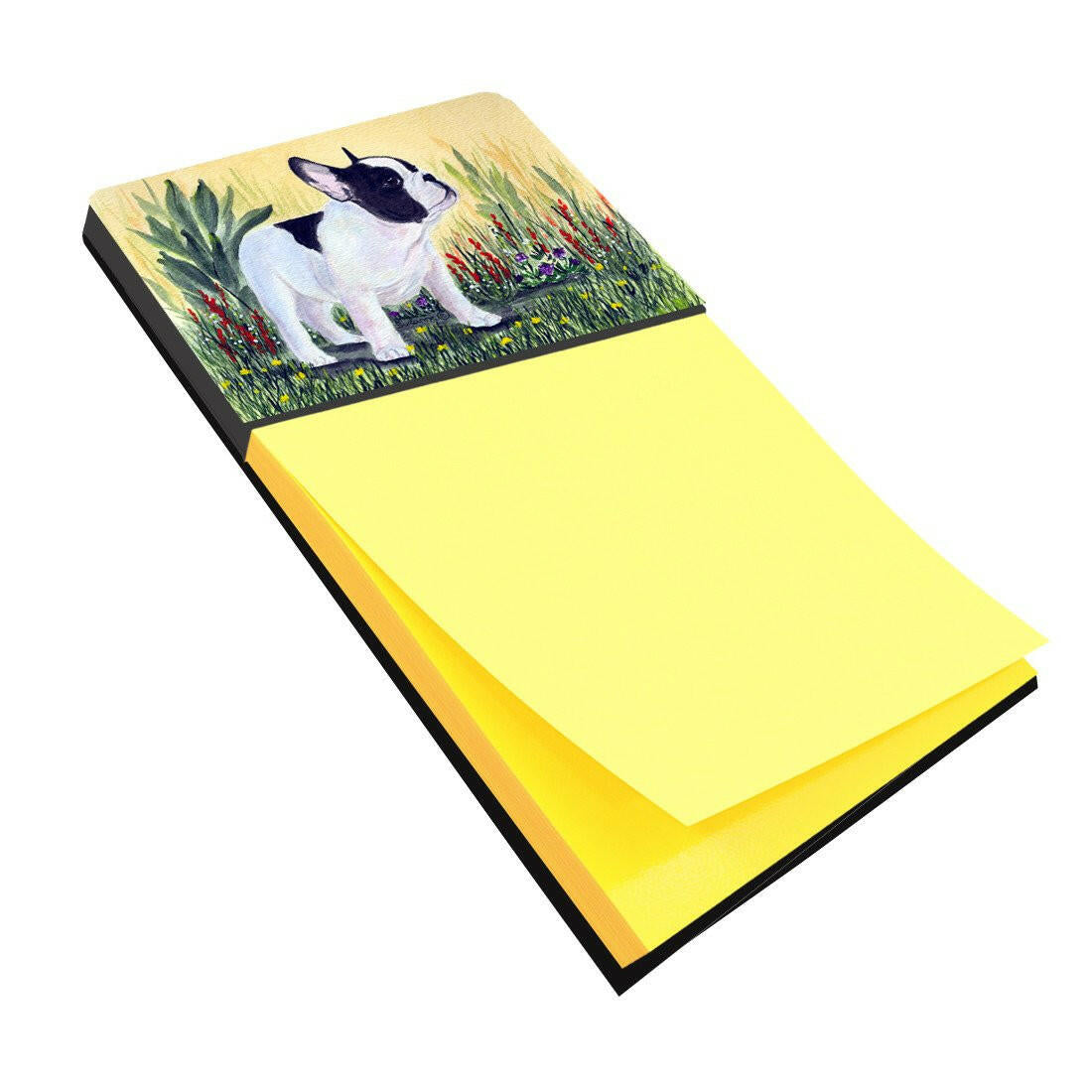 French Bulldog Watercolor Sticky Note Holder Refillable Dispenser Desk Accessory 3x3 Pad Gift