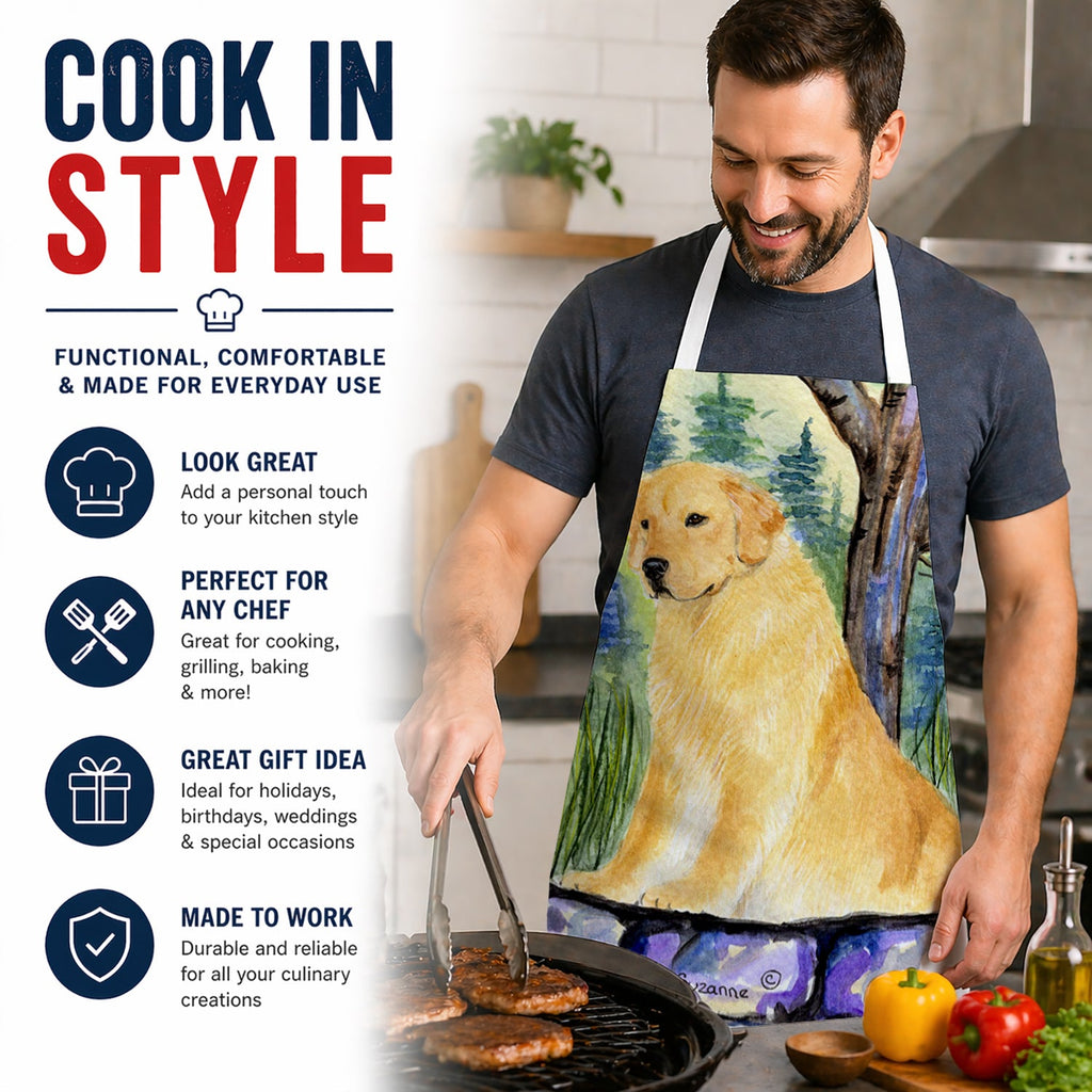 Golden Retriever Apron Cooking Kitchen Server Baking Crafts Gardening for Adult Women Men, Unisex, Large, Multicolor