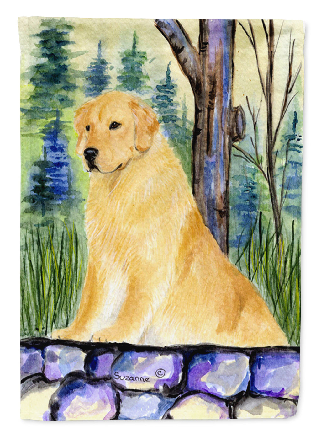 Golden Retriever House Flag 28x40 Porch Sleeve Pole Decorative Outside Yard Banner Artwork Wall Hanging, Polyester