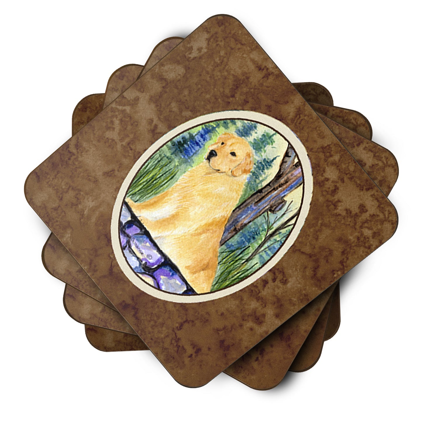 Golden Retriever Foam Coasters Set of 4 Cup Coasters for Indoor Outdoor, Tabletop Protection, Anti Slip, Mouse pad Material
