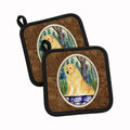 Golden Retriever Pot Holder Set of 2 Heat Resistant Quilted Hot Pads 7.5 x 7.5 Inch, Insulated Kitchen Trivets for Cooking & Baking