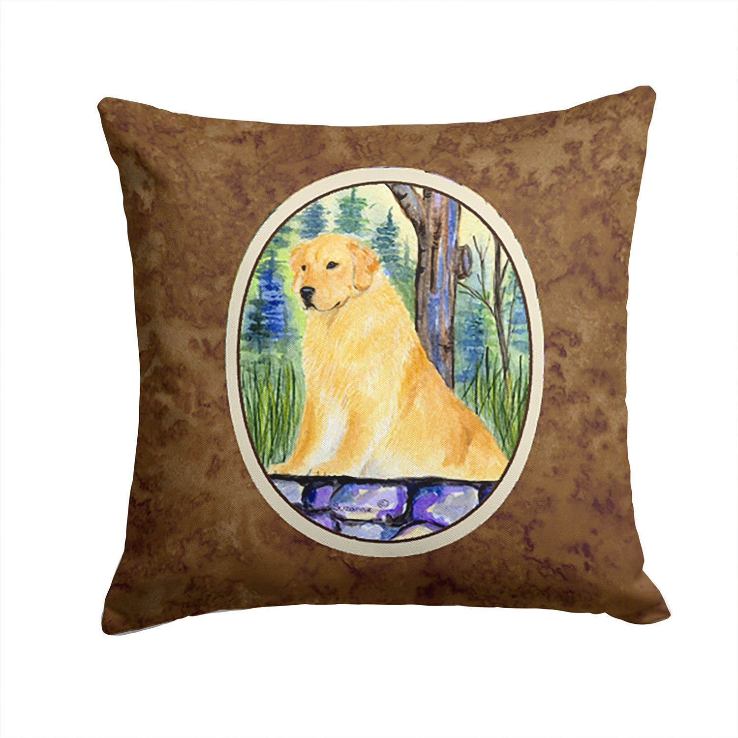 Golden Retriever Decorative Throw Pillow 14x14 Indoor Outdoor Accent Cushion, Fabric Cover with Insert for Sofa, Bed, Porch & Living Room