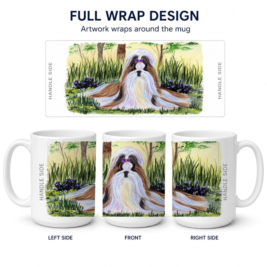 Shih Tzu Ceramic Coffee Mug 15 oz Decorative Large C Handle Mug Cup for Tea, Cocoa Hot Chocolate