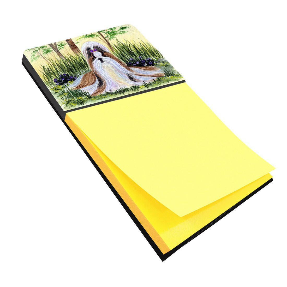 Shih Tzu Watercolor Sticky Note Holder Refillable Dispenser Desk Accessory 3x3 Pad Gift