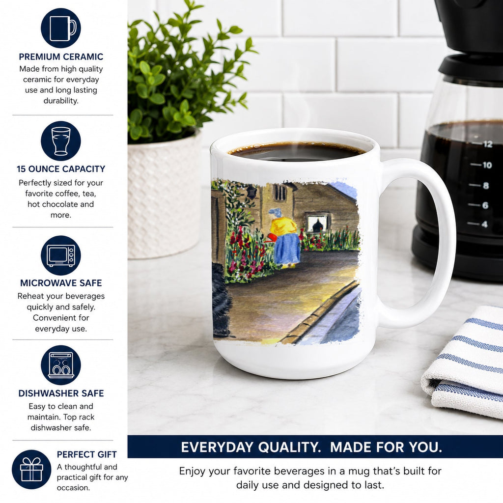 Chow Chow Ceramic Coffee Mug 15 oz Decorative Large C Handle Mug Cup for Tea, Cocoa Hot Chocolate