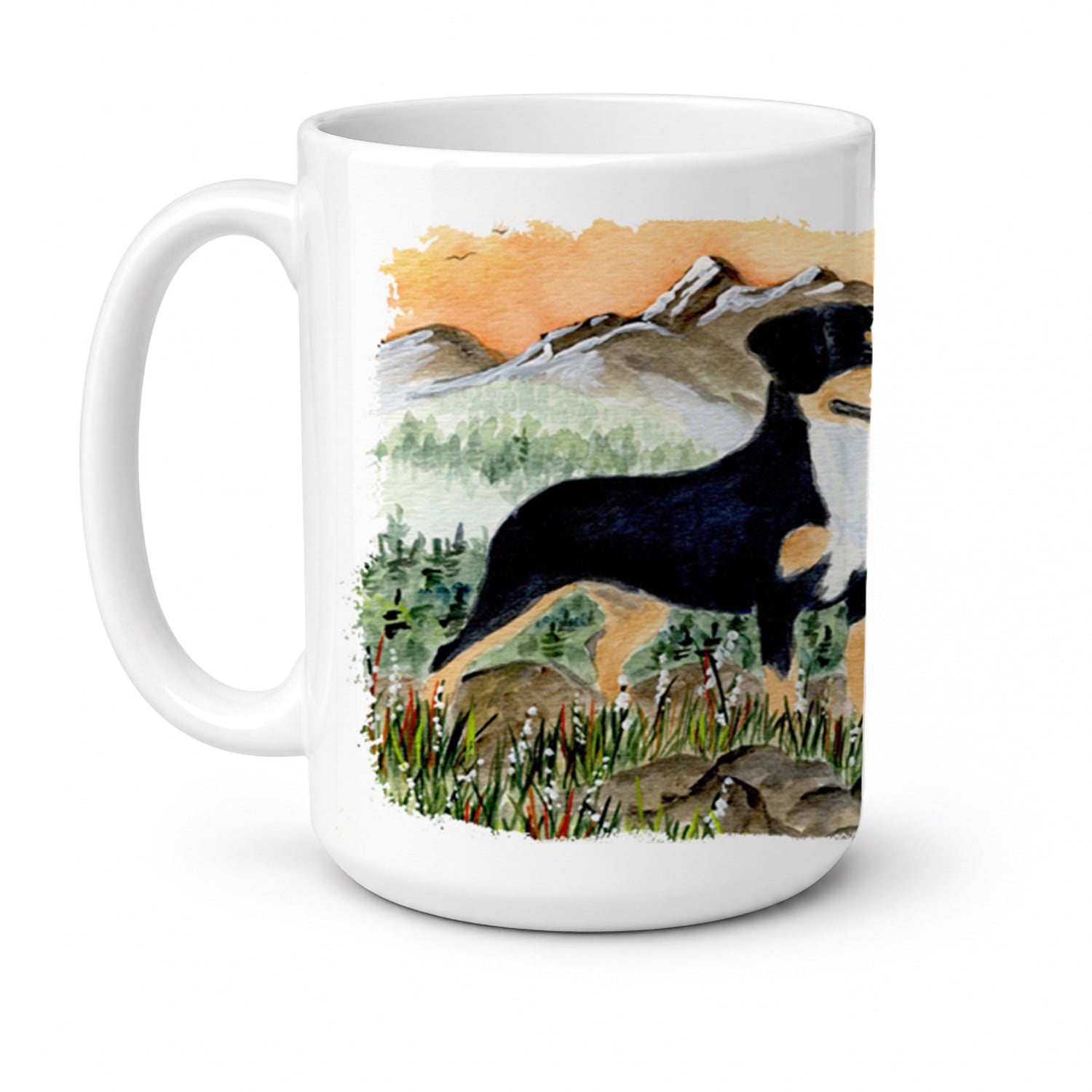 Entlebucher Mountain Dog Ceramic Coffee Mug 15 oz Decorative Large C Handle Mug Cup for Tea, Cocoa Hot Chocolate