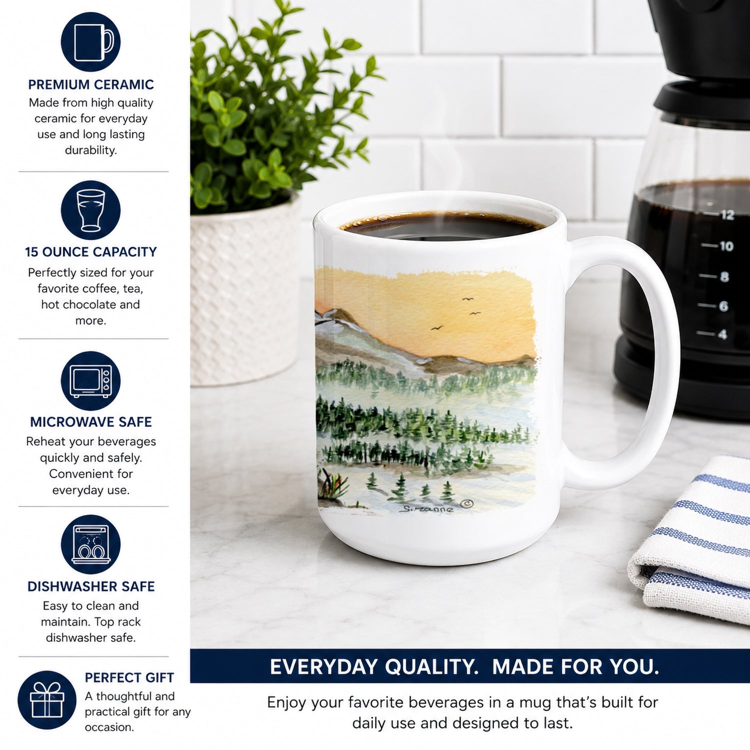 Entlebucher Mountain Dog Ceramic Coffee Mug 15 oz Decorative Large C Handle Mug Cup for Tea, Cocoa Hot Chocolate
