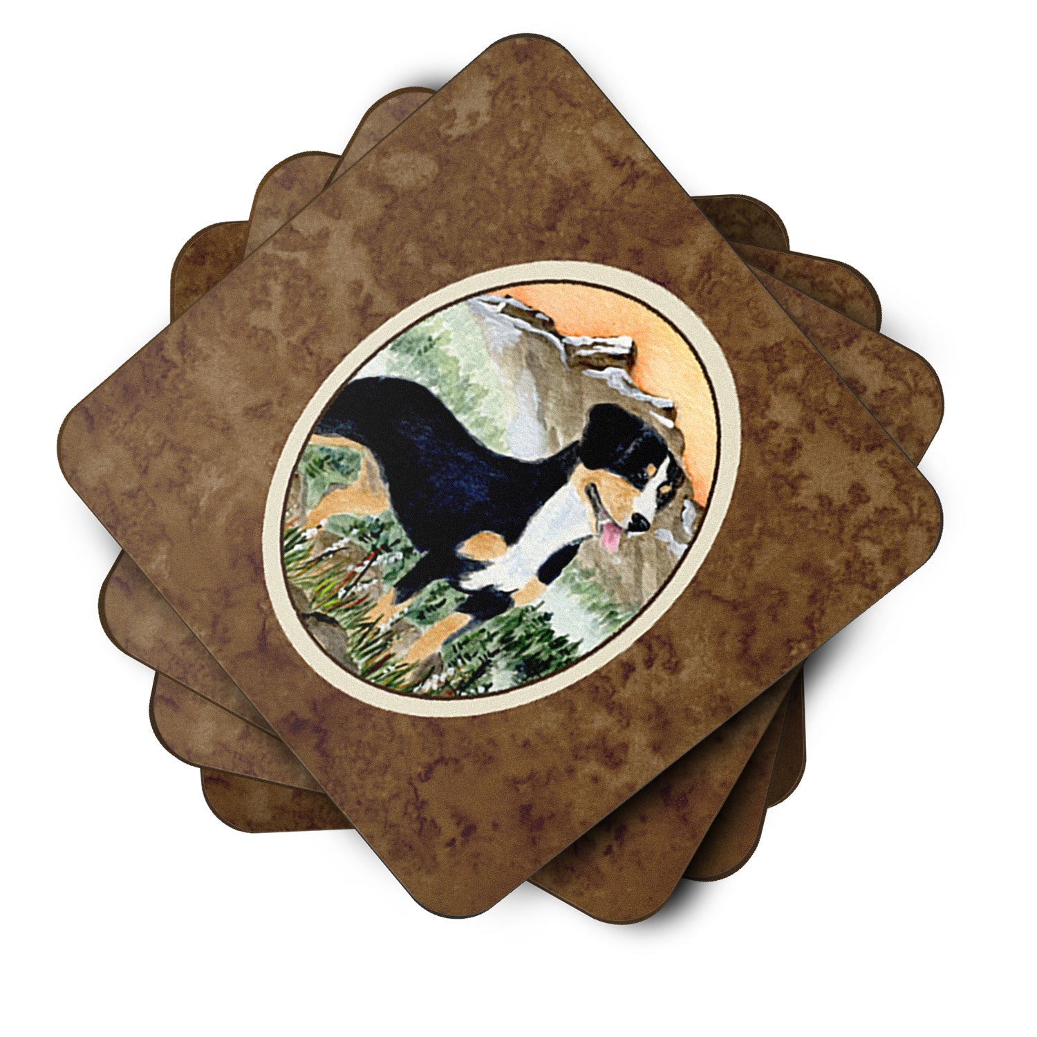 Entlebucher Mountain Dog Foam Coasters Set of 4 Cup Coasters for Indoor Outdoor, Tabletop Protection, Anti Slip, Mouse pad Material