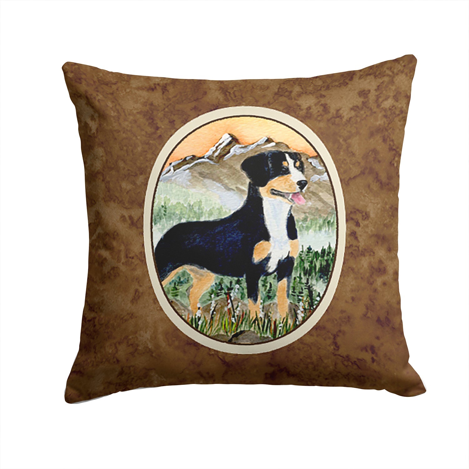 Entlebucher Mountain Dog Decorative Throw Pillow 14x14 Indoor Outdoor Accent Cushion, Fabric Cover with Insert for Sofa, Bed, Porch & Living Room