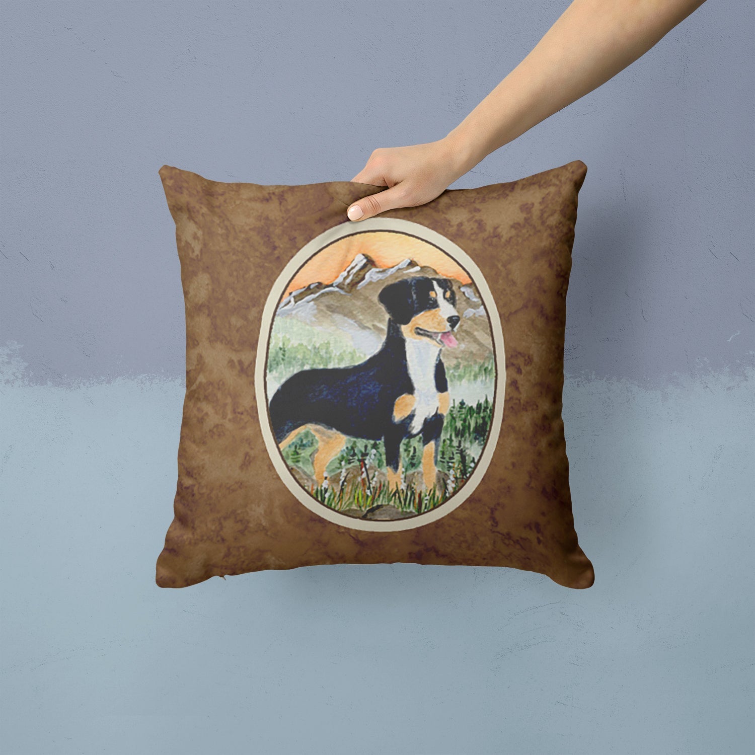Entlebucher Mountain Dog Decorative Throw Pillow 14x14 Indoor Outdoor Accent Cushion, Fabric Cover with Insert for Sofa, Bed, Porch & Living Room