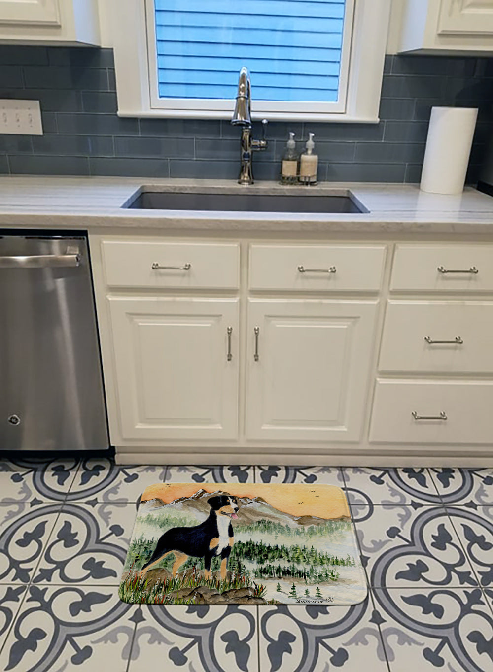 Entlebucher Mountain Dog Memory Foam Kitchen Mat Machine Washable Anti-Fatigue Cushion Comfort Bath or Kitchen Rug
