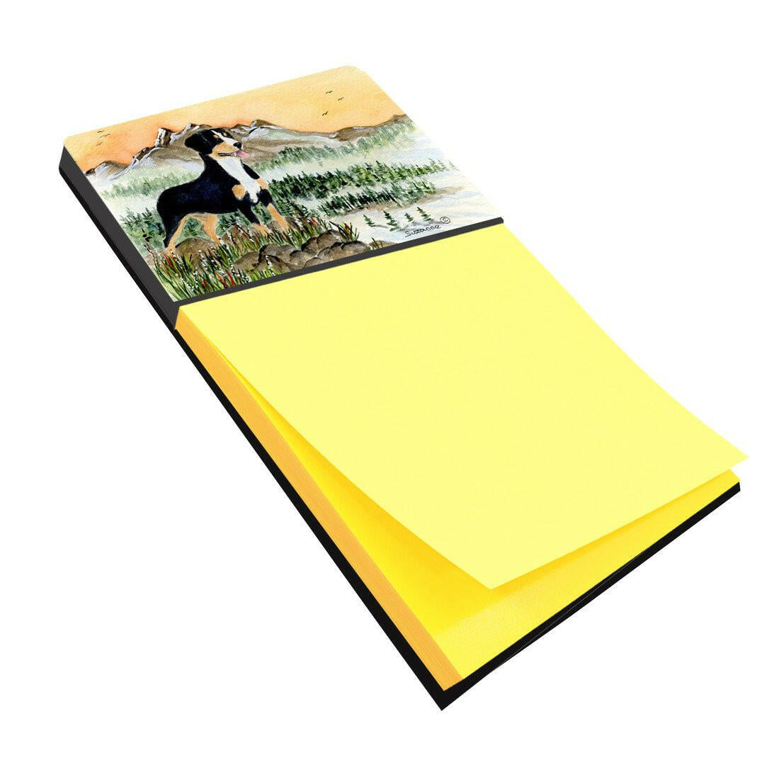 Entlebucher Mountain Dog Watercolor Sticky Note Holder Refillable Dispenser Desk Accessory 3x3 Pad Gift