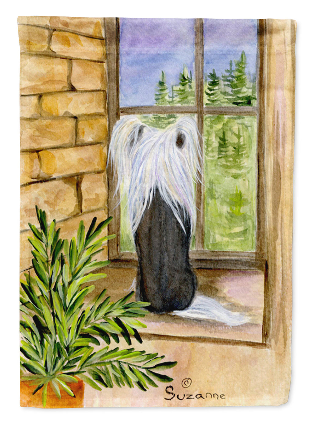 Chinese Crested House Flag 28x40 Porch Sleeve Pole Decorative Outside Yard Banner Artwork Wall Hanging, Polyester
