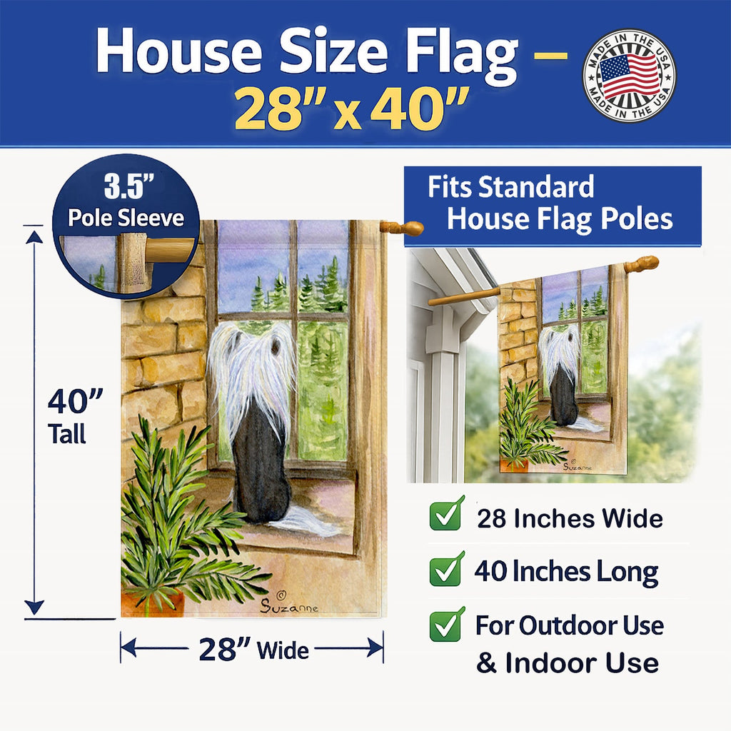 Chinese Crested House Flag 28x40 Porch Sleeve Pole Decorative Outside Yard Banner Artwork Wall Hanging, Polyester