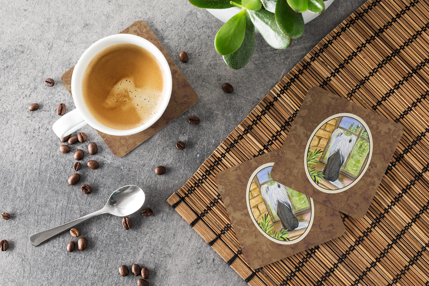 Chinese Crested Foam Coasters Set of 4 Cup Coasters for Indoor Outdoor, Tabletop Protection, Anti Slip, Mouse pad Material