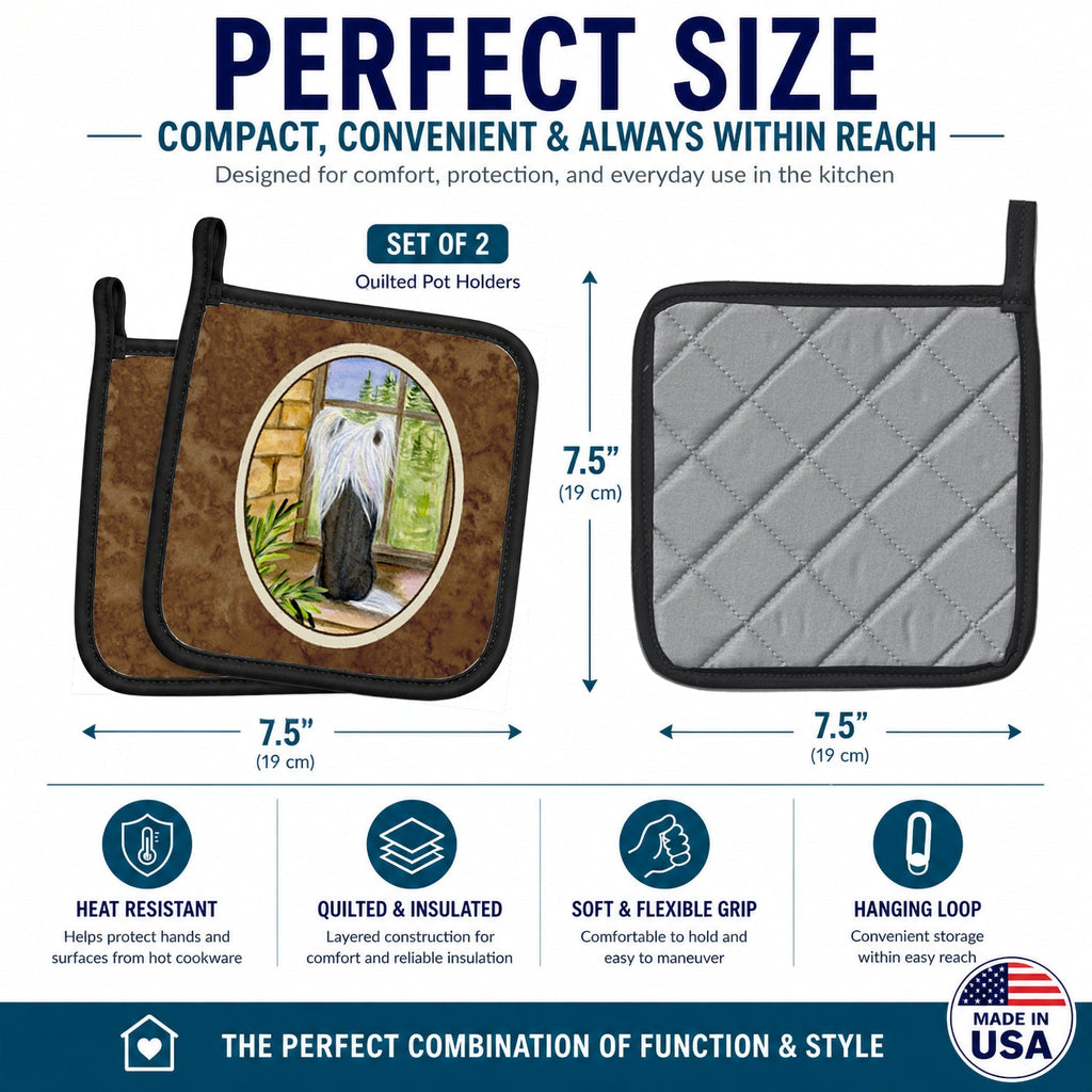 Chinese Crested Pot Holder Set of 2 Heat Resistant Quilted Hot Pads 7.5 x 7.5 Inch, Insulated Kitchen Trivets for Cooking & Baking