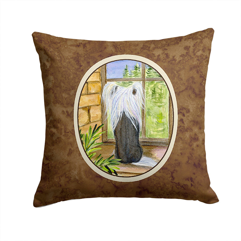 Chinese Crested Decorative Throw Pillow 14x14 Indoor Outdoor Accent Cushion, Fabric Cover with Insert for Sofa, Bed, Porch & Living Room